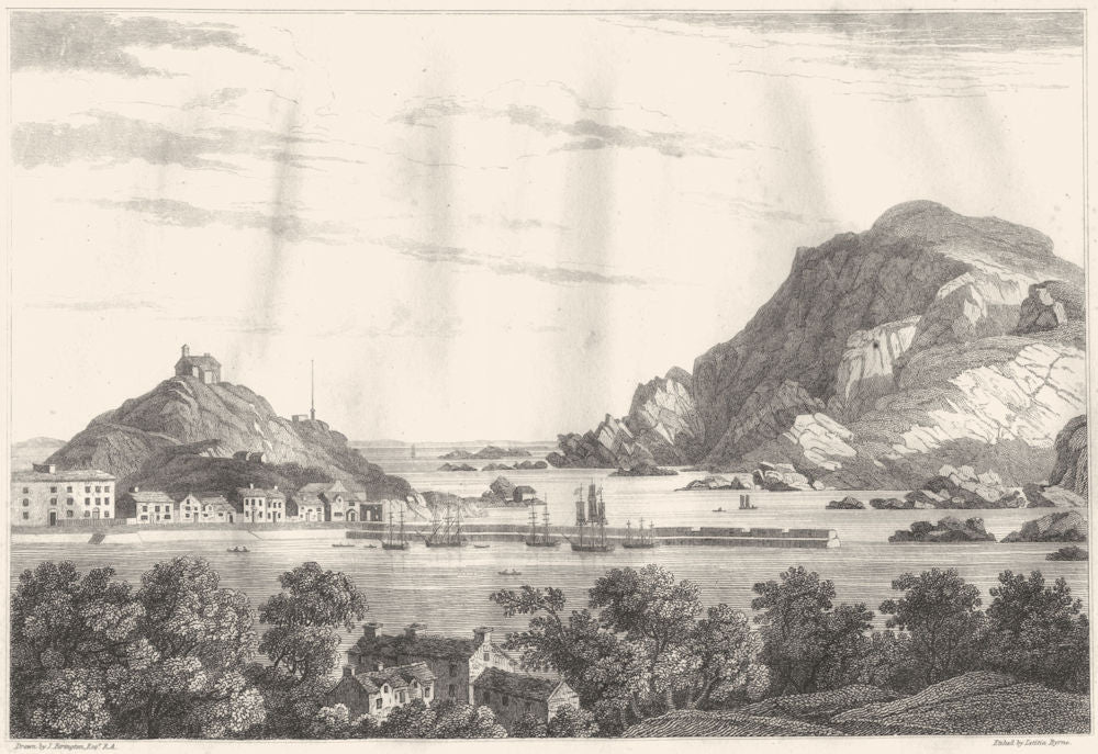 DEVON. Ilfracombe Harbour 1822 old antique vintage print picture